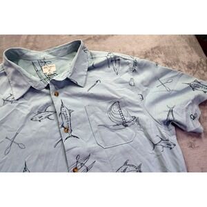 Jack O'Neill Men's Short Sleeve Button-Up Shirt XL Sailboat Tuna Fishing‎